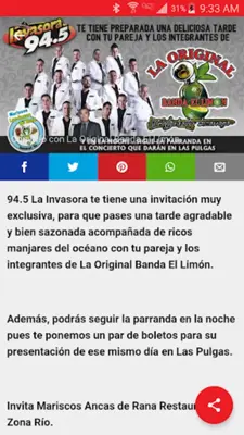 Invasora 94.5 android App screenshot 0